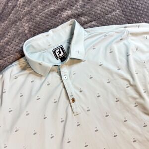 FootJoy Athletic Fit Golf Polo Shirt Mens XL Mint Green Golf Flag Print 0439